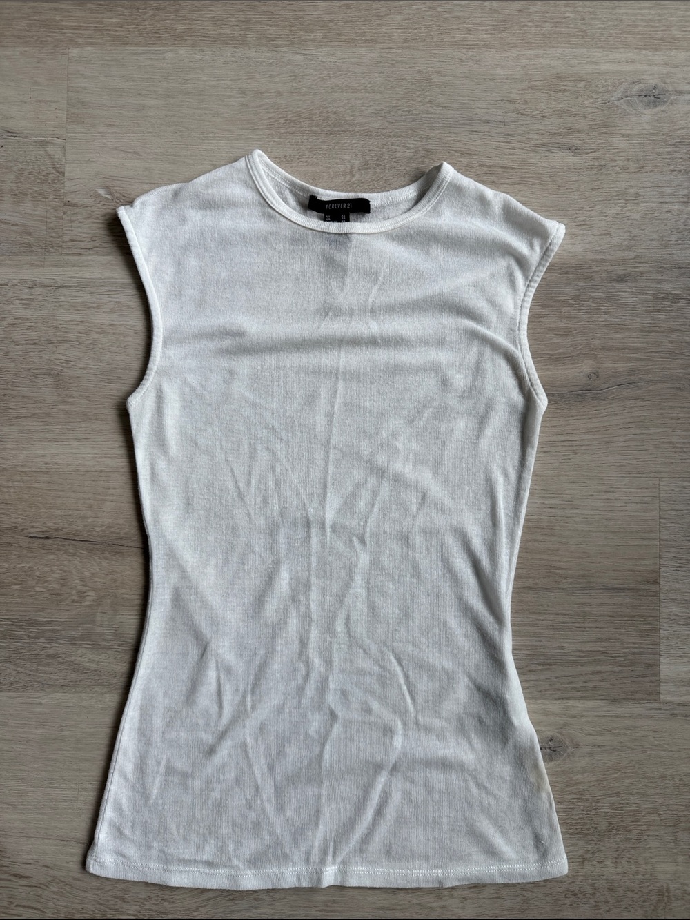 Forever 21 White Ribbed Sleeveless Tank Top